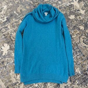 L.L. Bean 100% Cashmere Vintage Teal Turtle Neck Sweater M